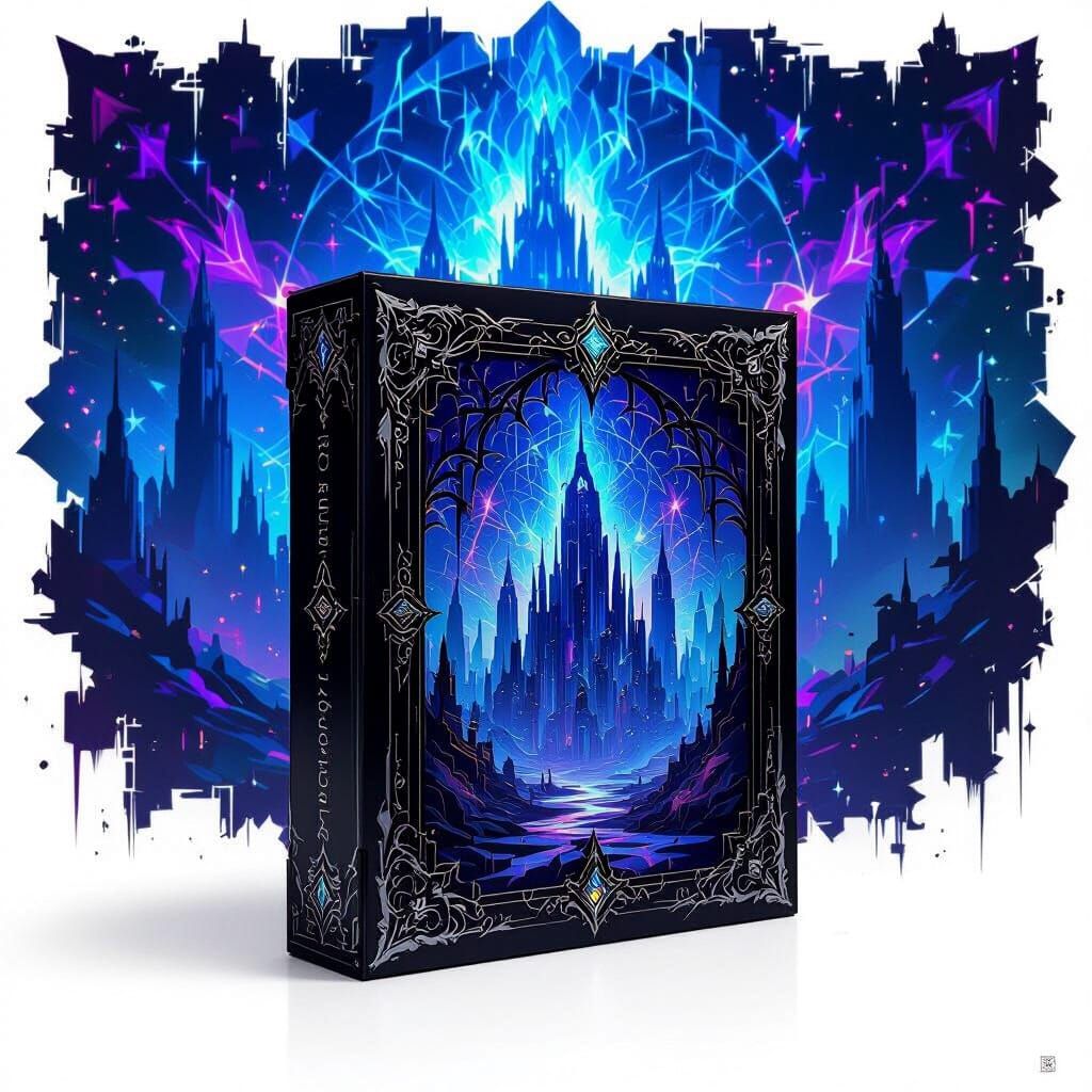 Video Game Box with Gothic Filigree and Iridescent Patterns