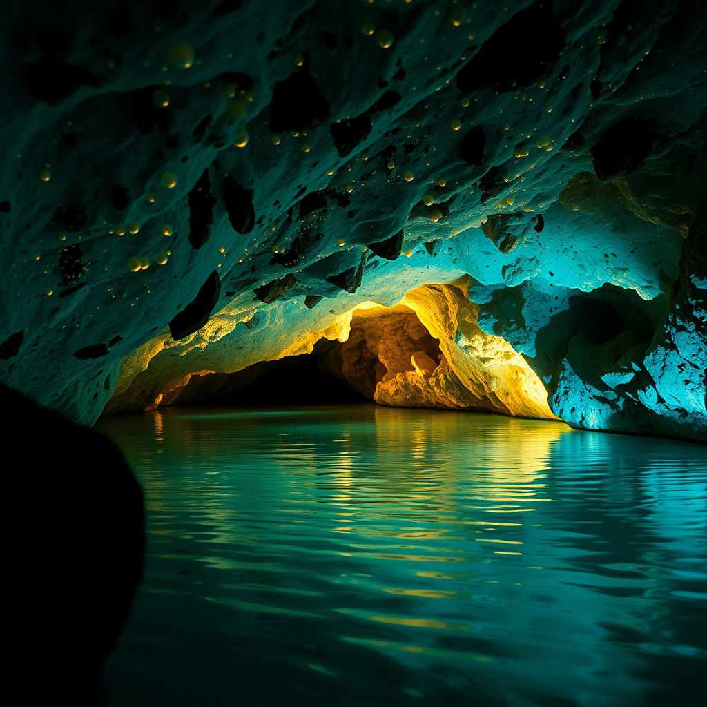 Glowworm Grotto Lit in Azure Blue