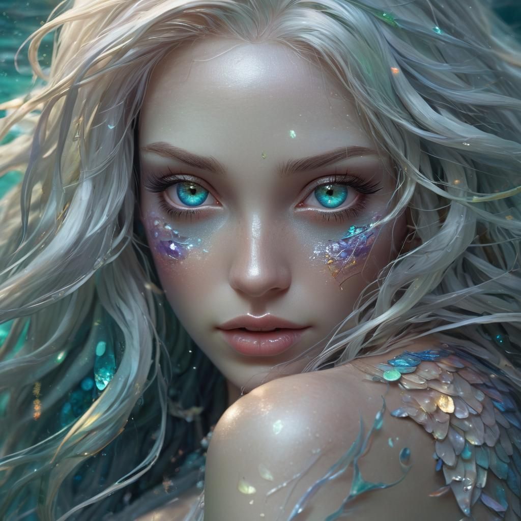 Dark Fantasy Mermaid Portrait in Vibrant Colors