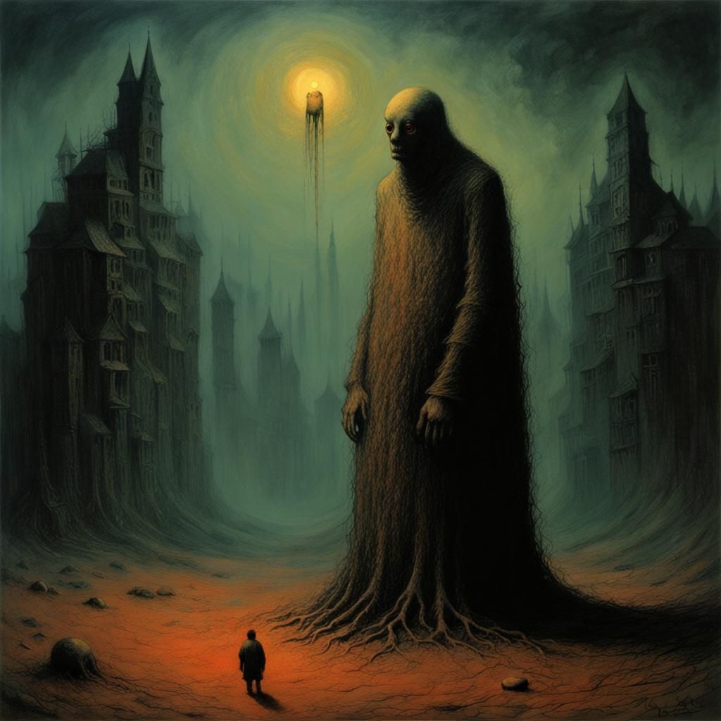 Surreal Sack Man Bogeyman in Dark Style