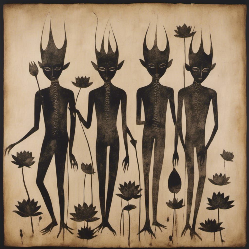 Cyanotype Folk Art: Land of Lotus Eaters