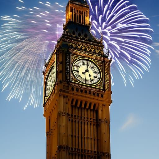 Fireworks Explode Over Big Ben