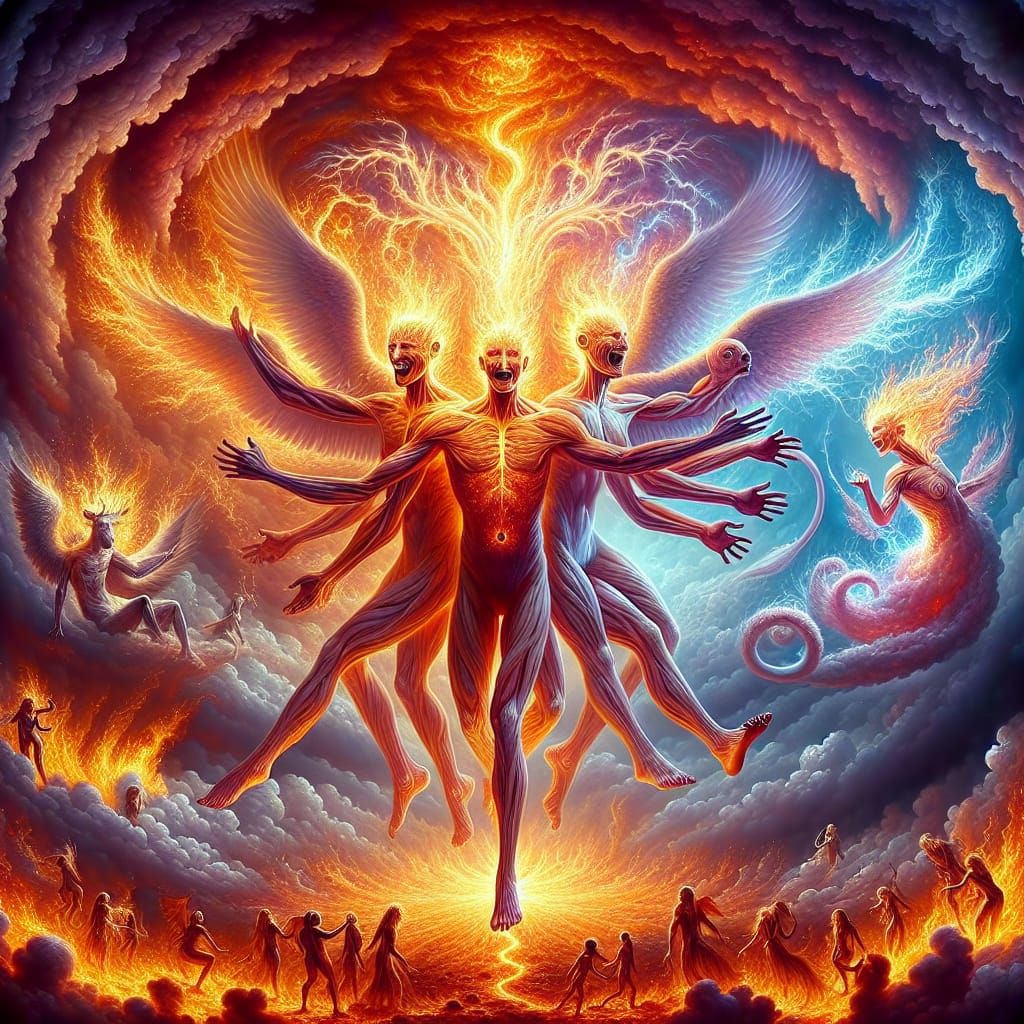 Biblical Whirlwind of Four Faced Angels