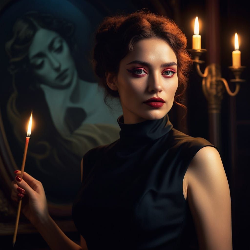 Sultry Enigma in Moody, Golden Light