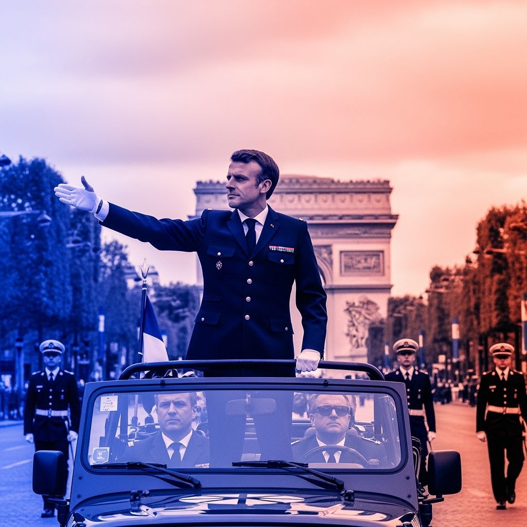 Macron Leads Bastille Day Parade in Dramatic Lighting