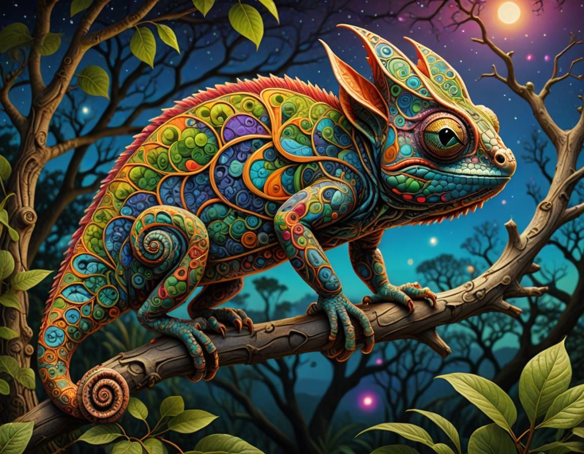 Surreal Lizard In a Tree