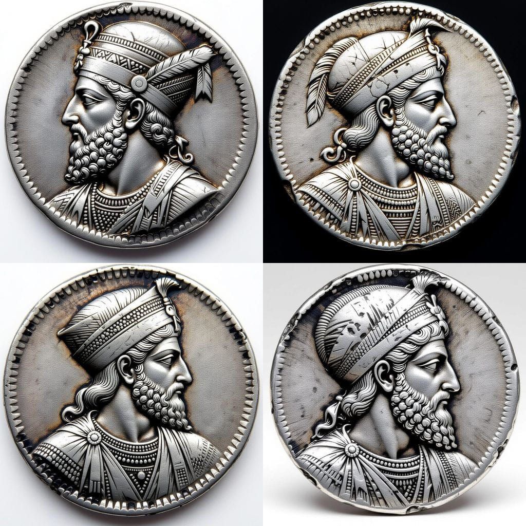 Ancient Silver Coin: Persian Profile, Minimalist Design