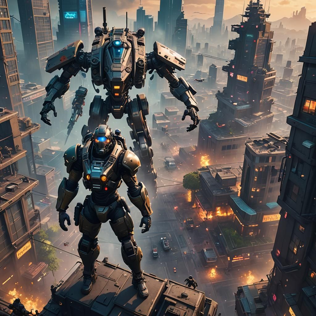 Post-Apocalyptic Fortnite Survivors in Cyberpunk Metropolis