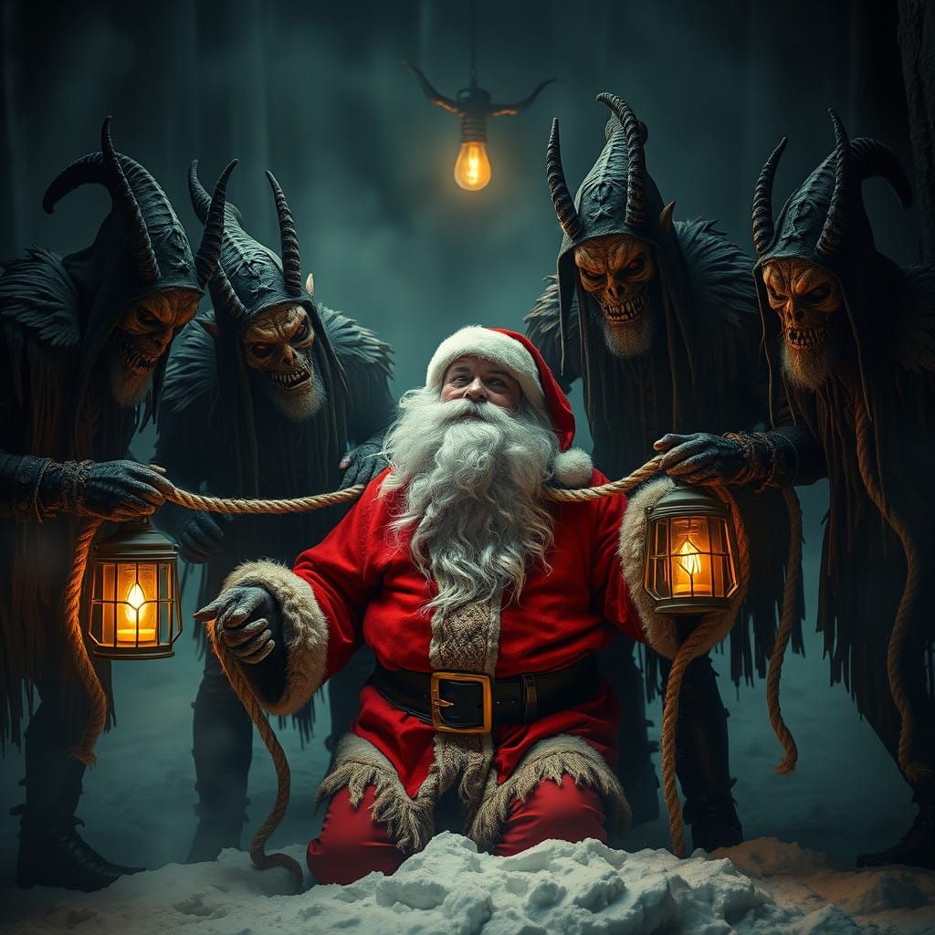 Malevolent Elves Bind Santa Claus in a Haunting Winter Wonde...