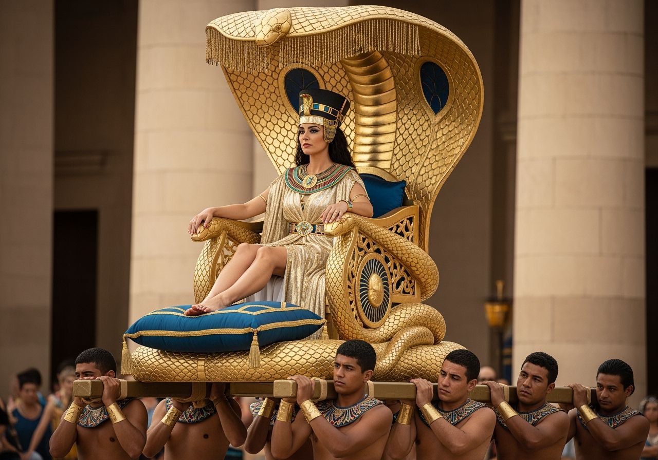 Egyptian Queen on Opulent Throne