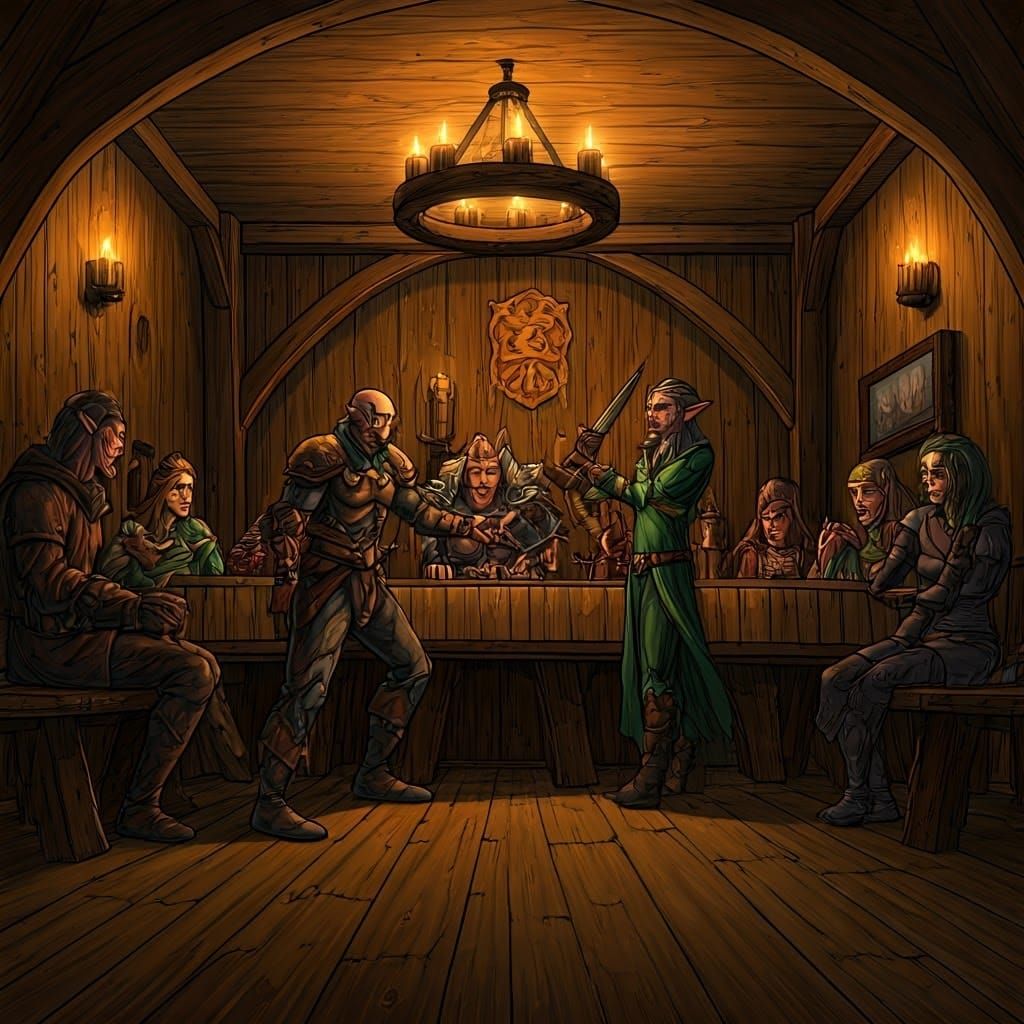 Adventurous Tavern Scene in 90s Game Style