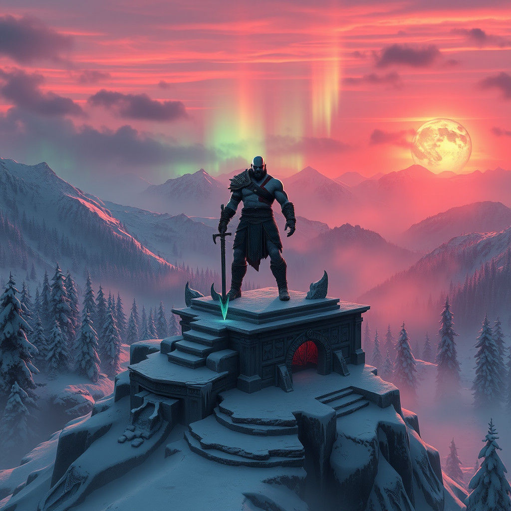 Kratos God of War in Nordic Landscape