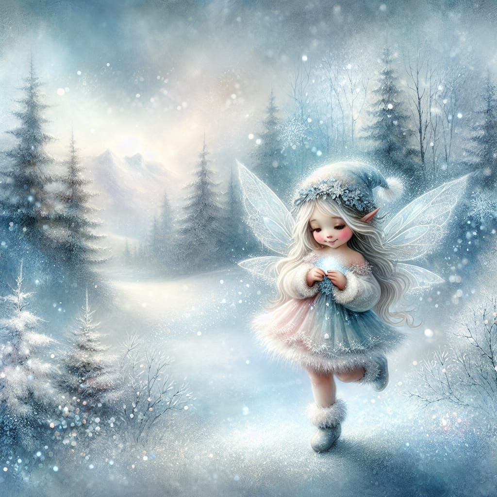 Whimsical Winter Fairy in Enchanted Forest