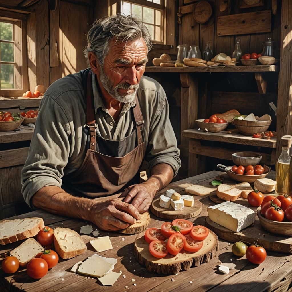 Hyperrealistic Farmer's Meal in Splash Art Style