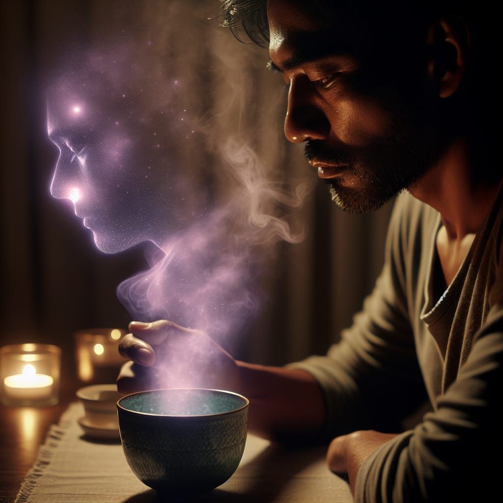 Memory Tea Steam Forms Departed Loved One's Figure