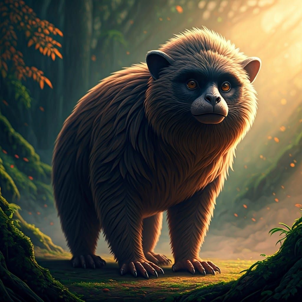 Hyperrealistic Colugo in Dawn Forest