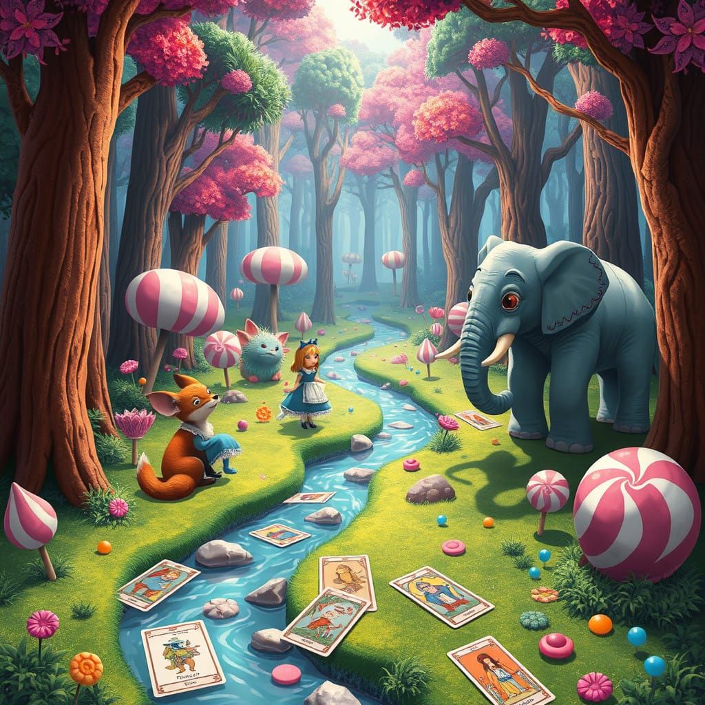Whimsical Wonderland in Vibrant Sugary Forest