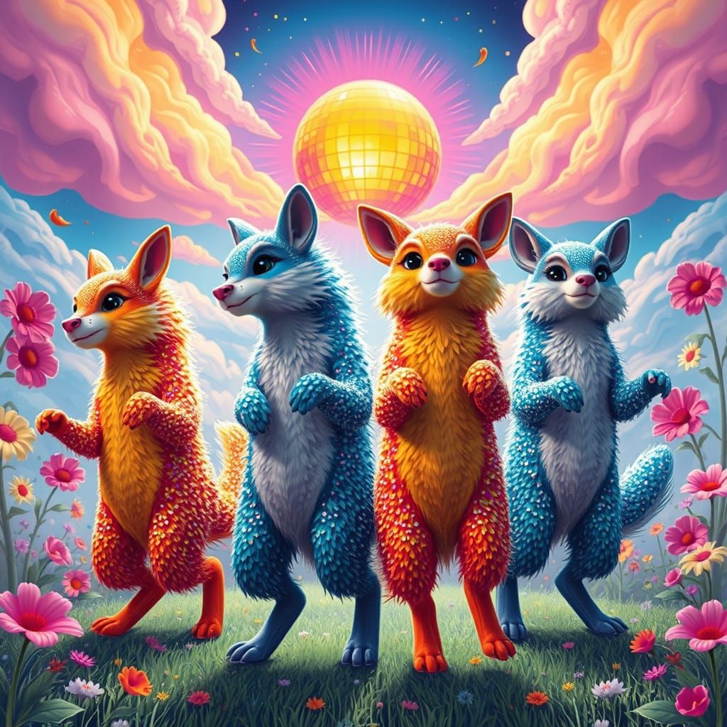 Dancing Animals in a Psychedelic Neon World