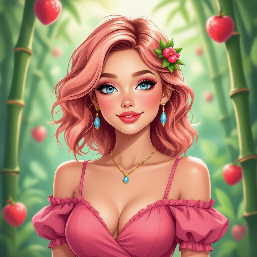 Fantastical Woman with Fruit-Inspired Features
