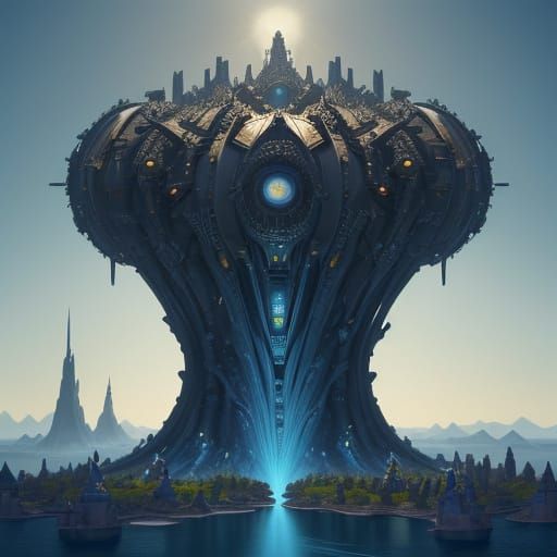 Surrealist Chess Kingdom with Melting Oil on Canvas Landscap...