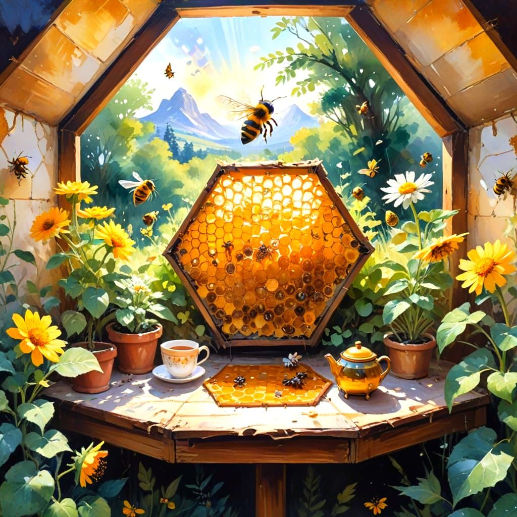 Inside her honeycomb
