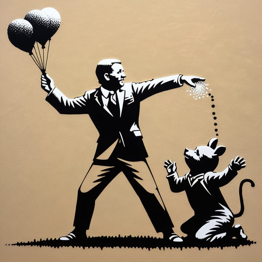 Pointillism in Motion Inspired by Banksy