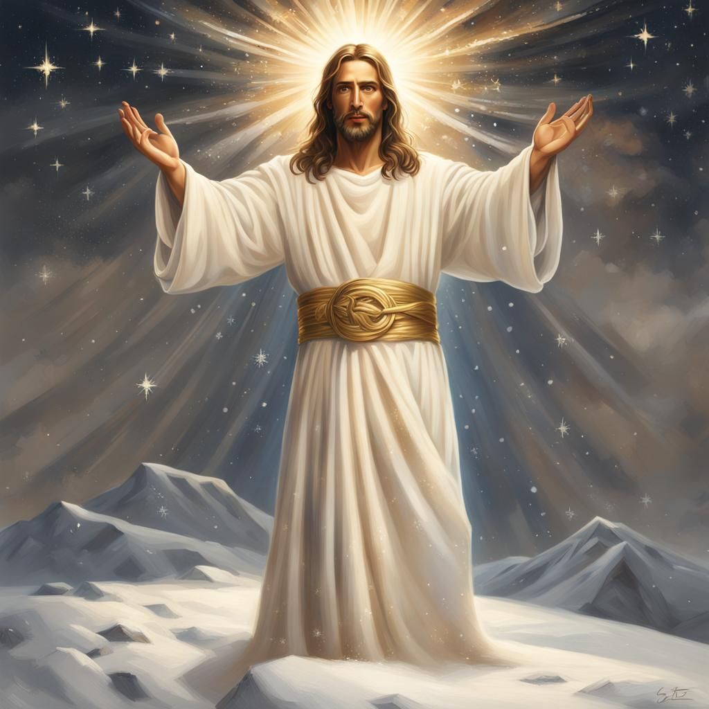 Hyperrealistic Depiction of Christ with Sword