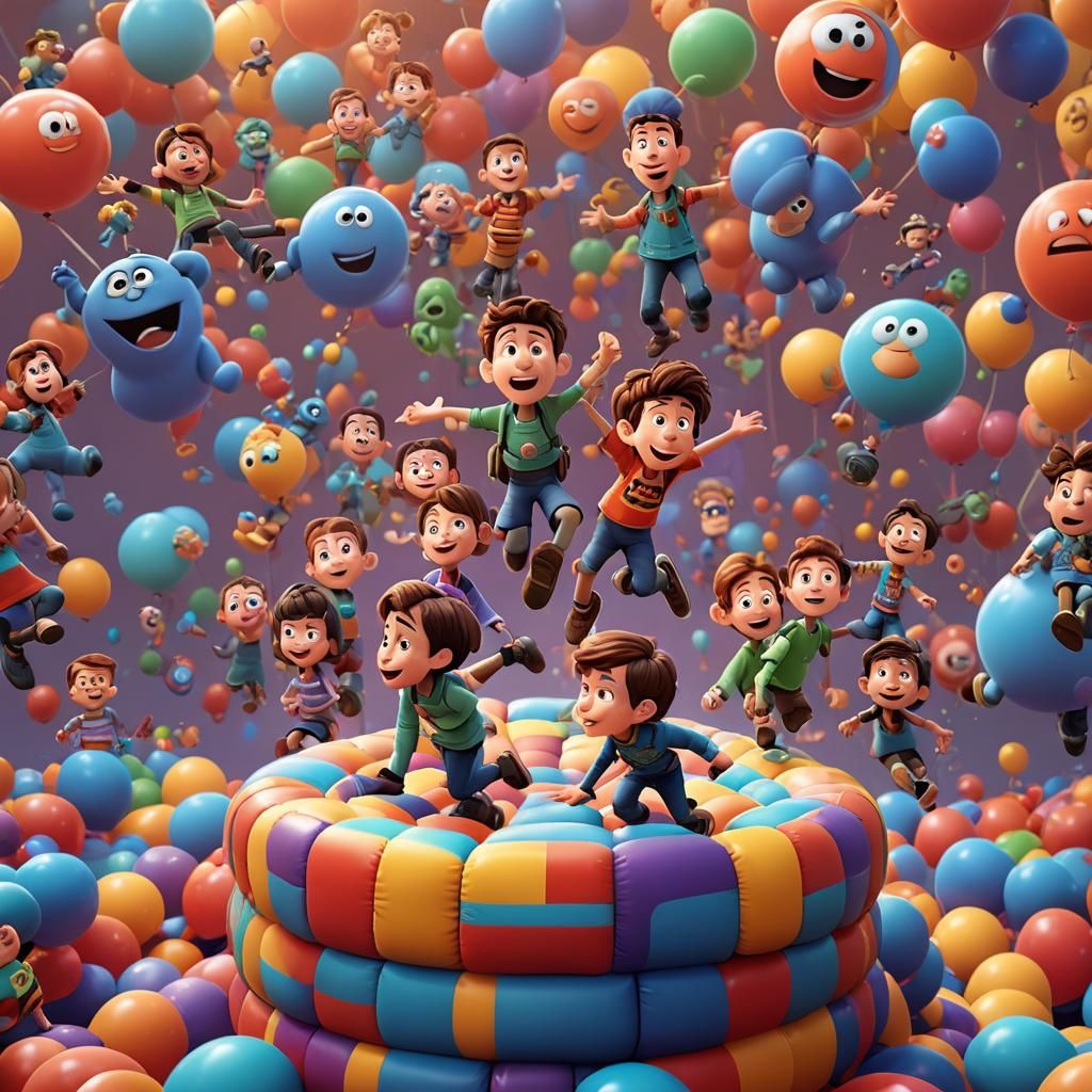 Children's Bouncing Castle: Pixar-Style 3D Digital Art