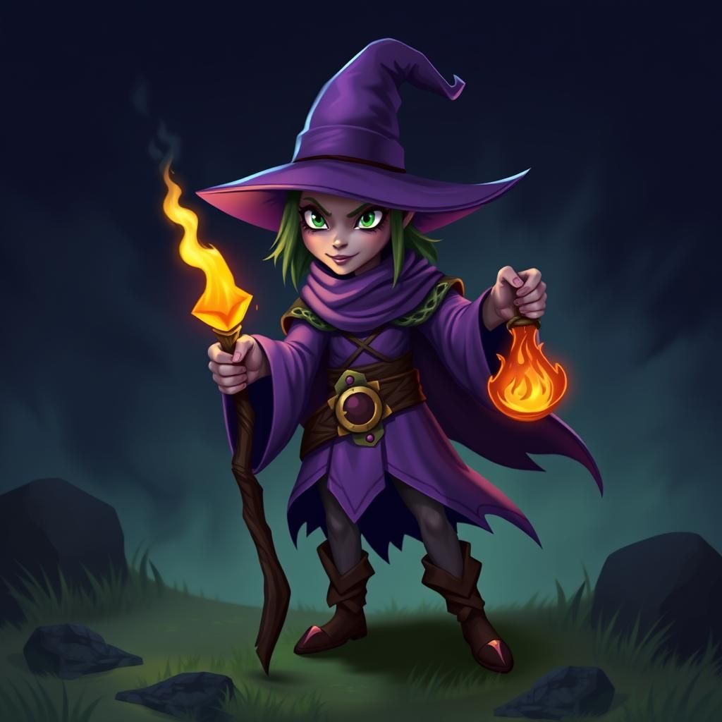 Purple Witch in Torchlight Game Style