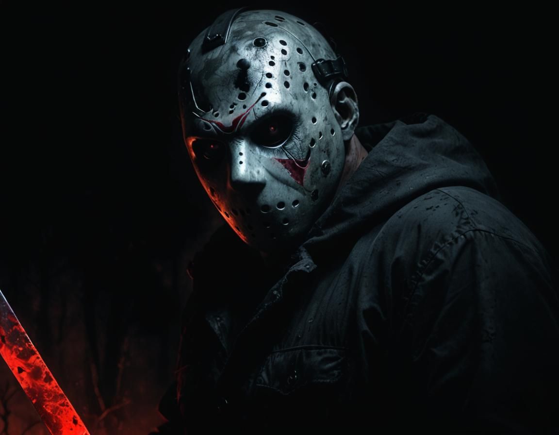 Jason Voorhees Horror Movie Poster in Bold Colors