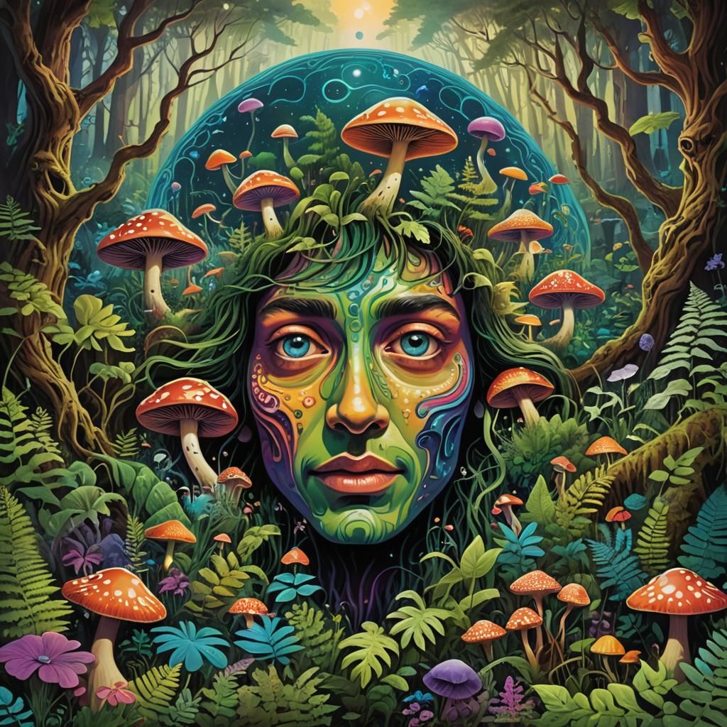 Psychedelic Forest Album Art: Groovy and Trippy Design