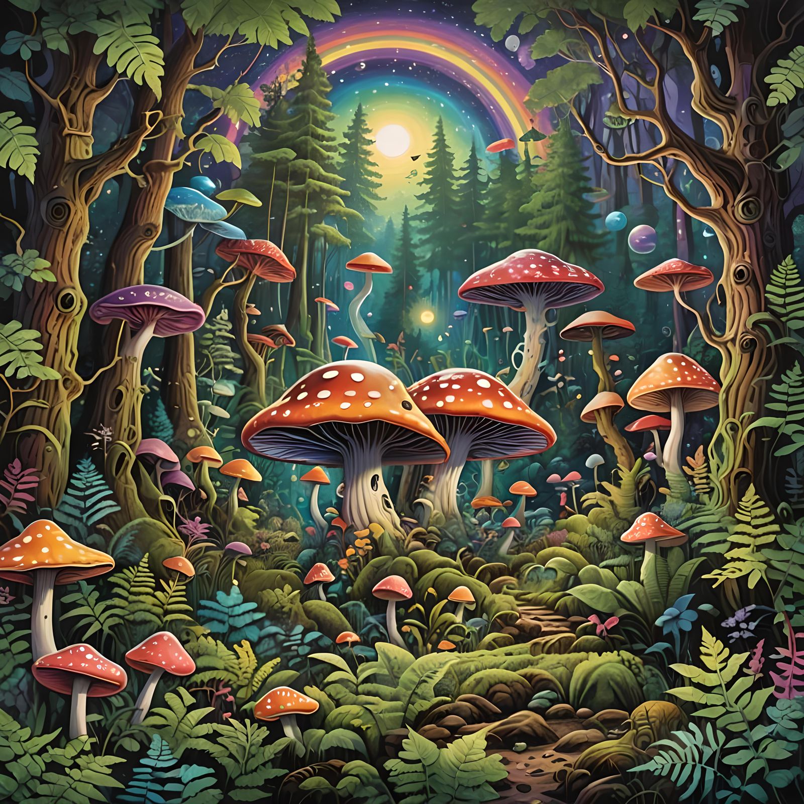 Psychedelic Album Art: Groovy Forest Scene