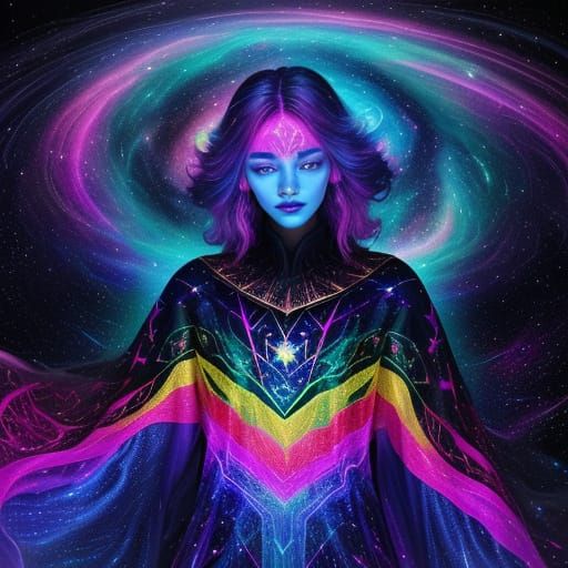 Cosmic Being in Vibrant Robes, Astral Illustration