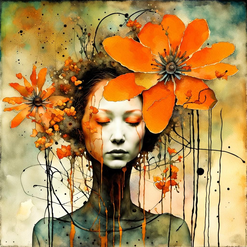 Orange Flowers in Claymation Style