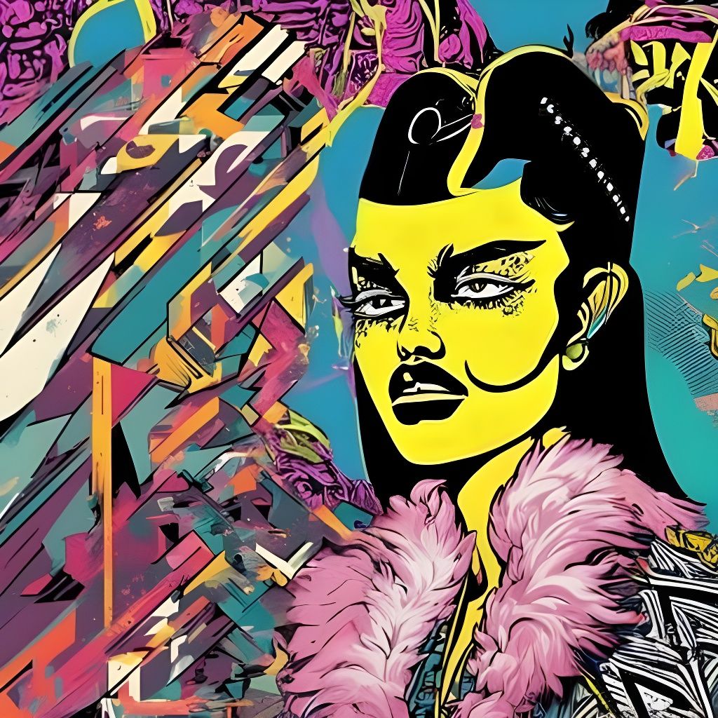 Punk Rock Woman in Psychedelic Digital Art Collage