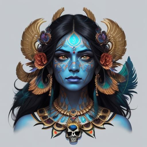 Goddess Kali Portrait in Surreal Art Nouveau Style