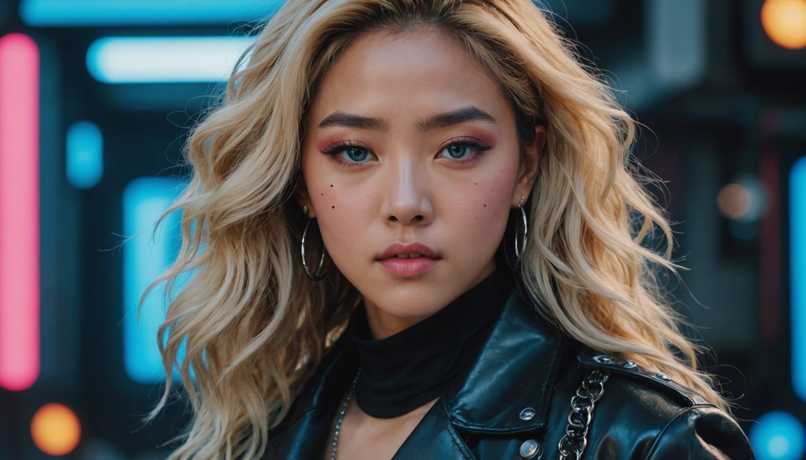 Cyberpunk K-Pop Singer Portrait