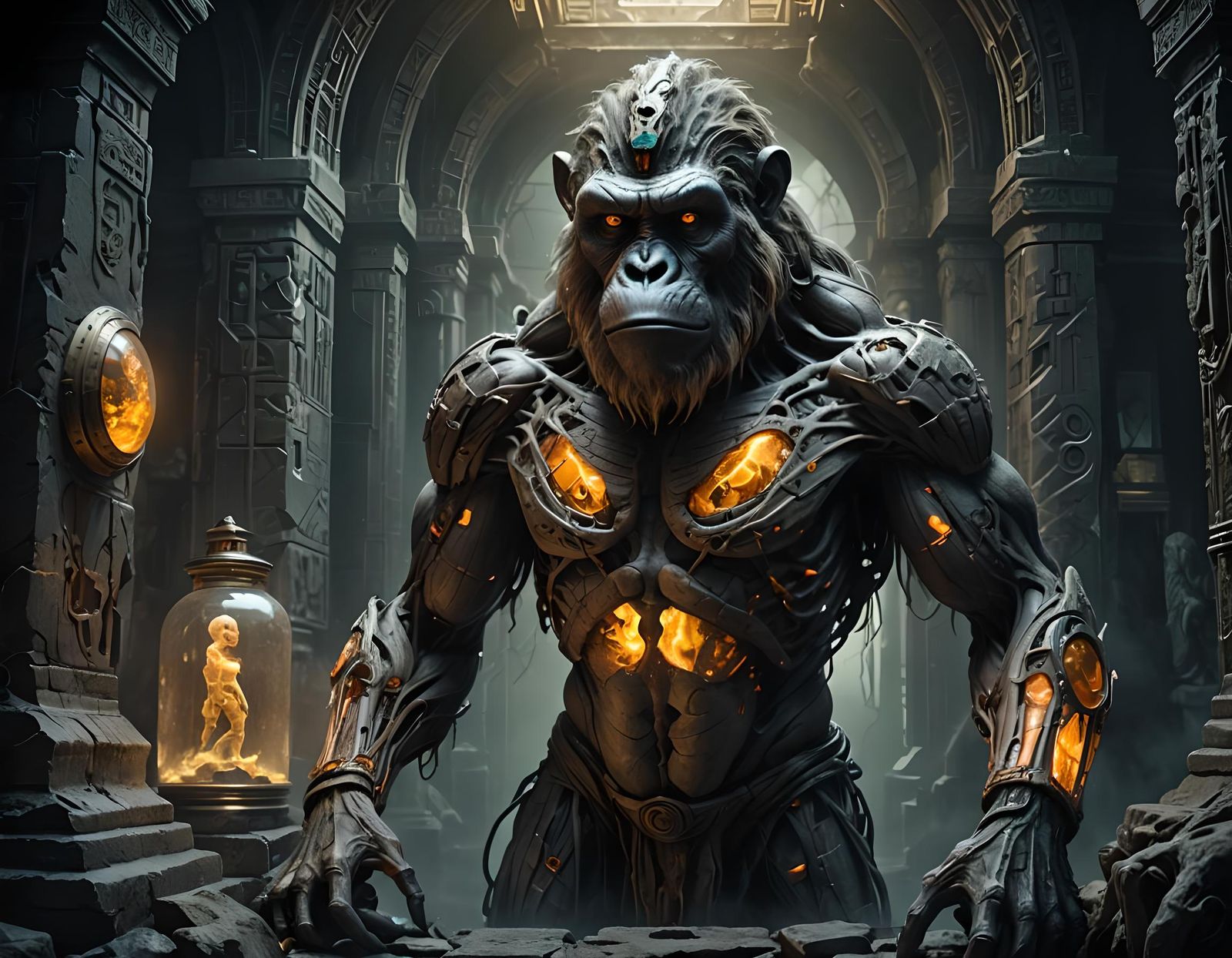 Mystic Powers: Amber Ape in Sci-Fi Temple