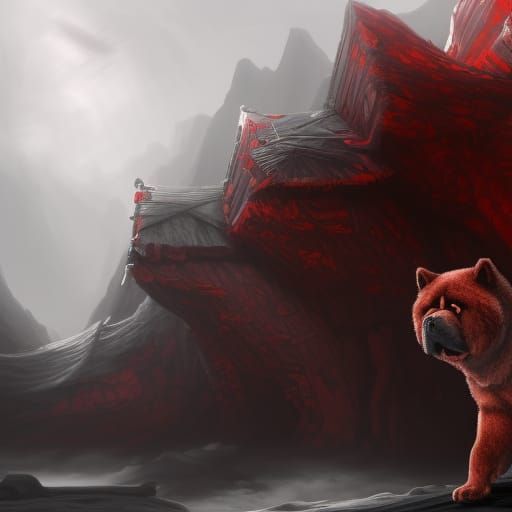 Three Chow Chows: Detailed Matte Painting