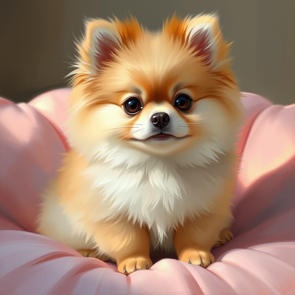 Sweet Pomeranian in Impressionist Style
