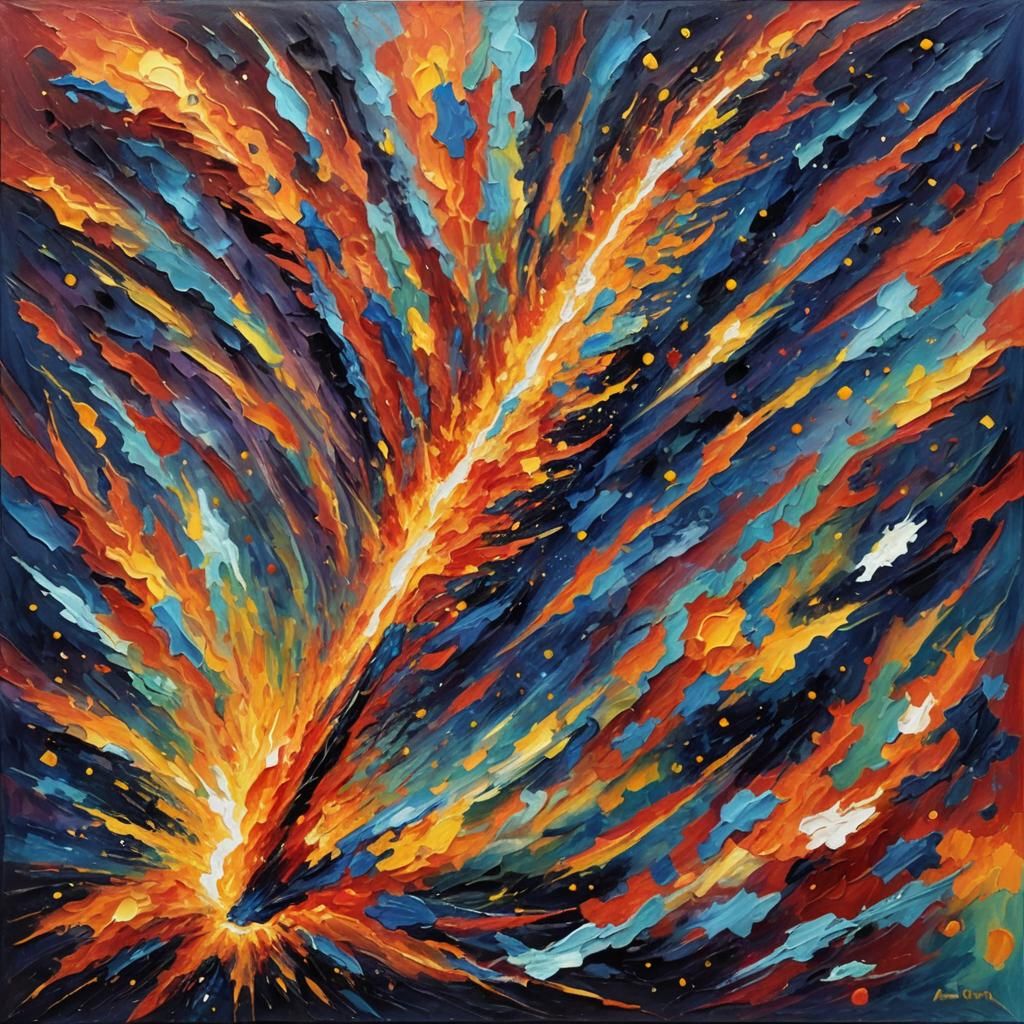 Fiery Comet in Neo-Impressionist Expressionist Style