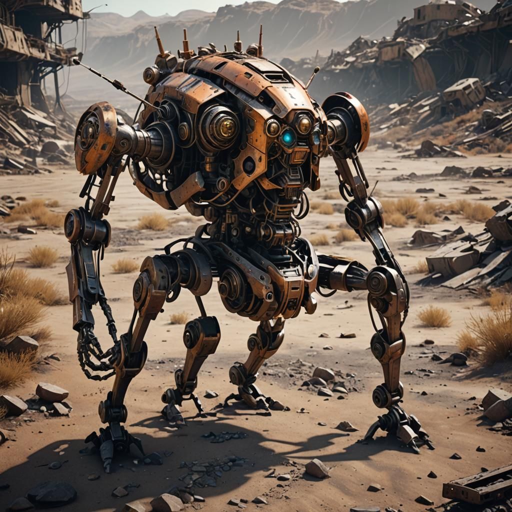 Decaying Insect Robot in Barren Wasteland