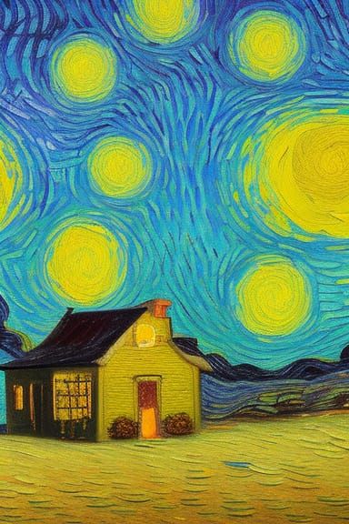 Moonlight in Van Gogh Style Oil Painting