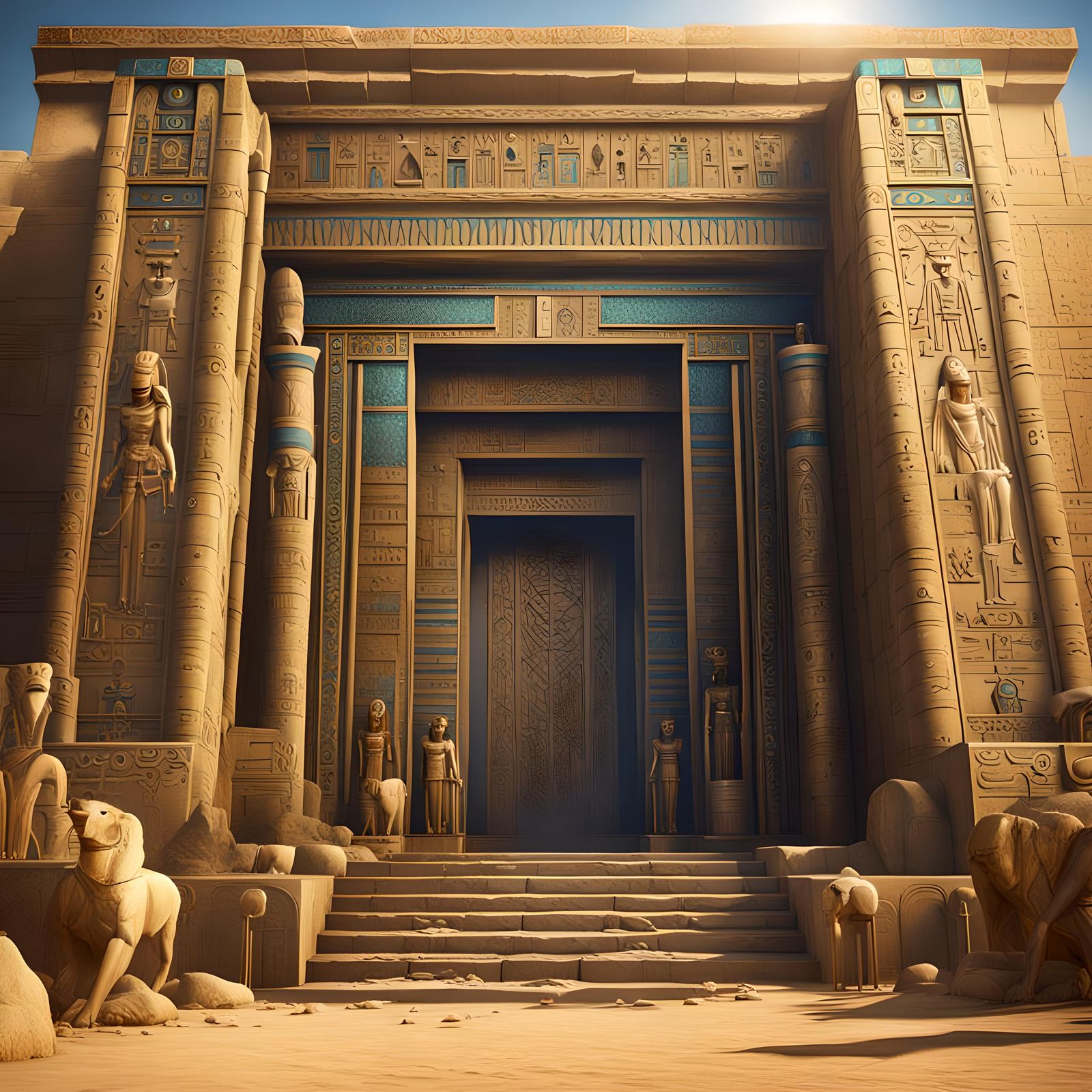 Ancient Egyptian Gate in Detailed Matte Painting