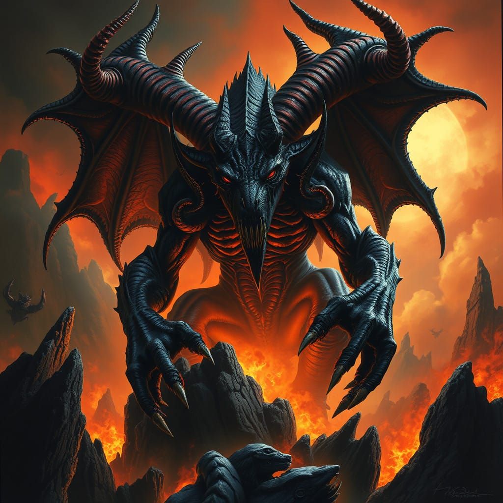 Cyberpunk Demon in Dark Fantasy Style