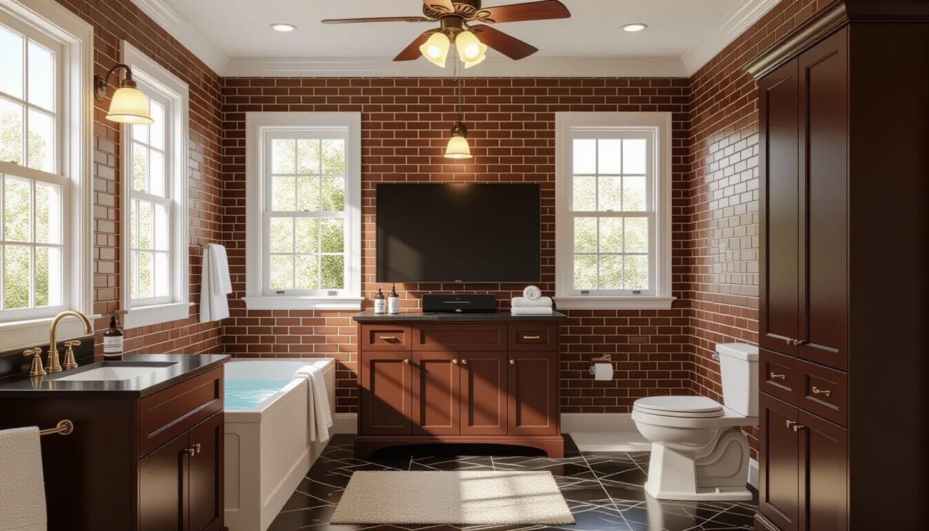 Victorian Bathroom with Modern Tech, Digital Painting