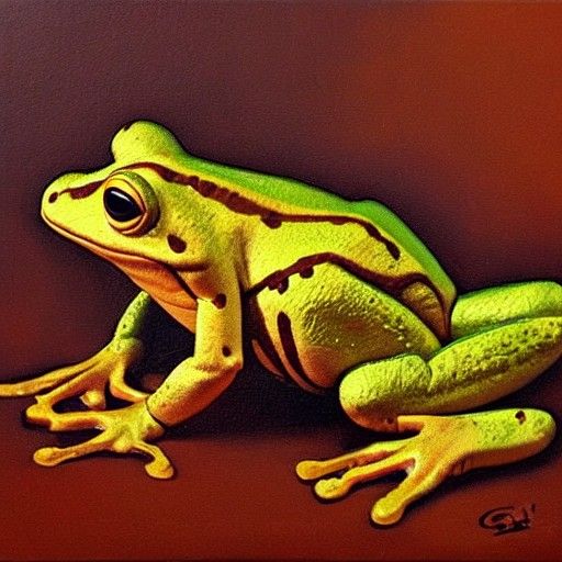 Golden Frog in Illustrative Realism Style