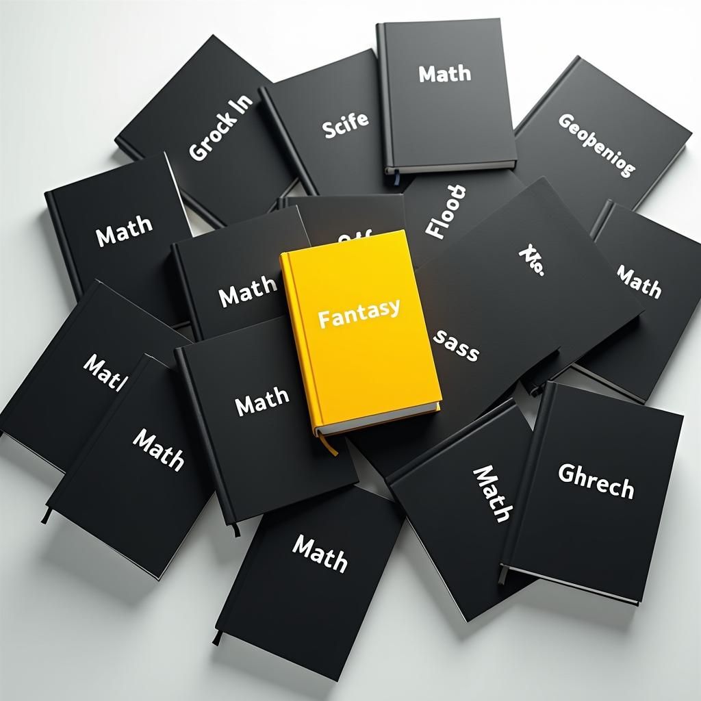 Math and Fantasy Books Still Life Photography