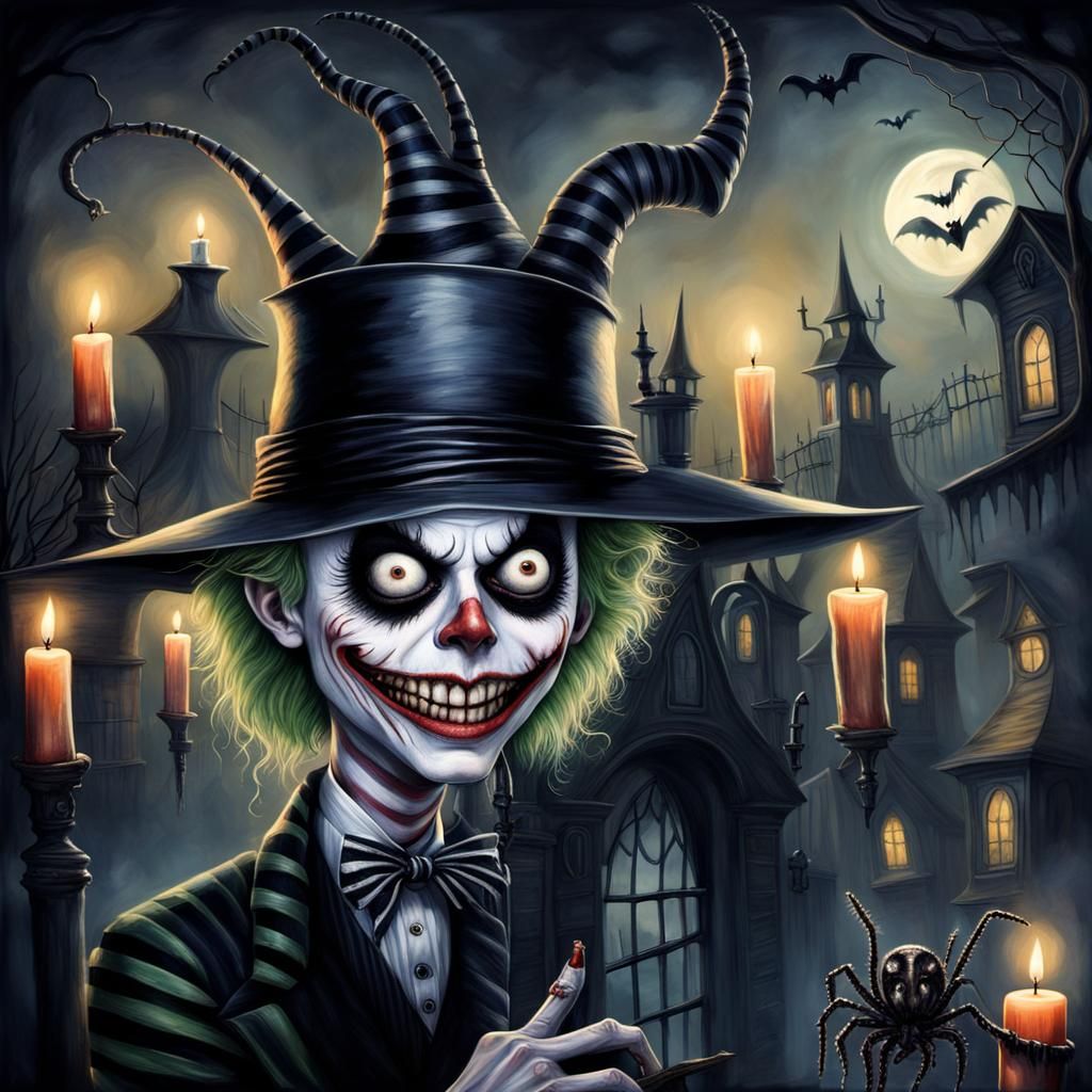 Beetlejuice in Eerie Halloween Town: Hyperrealistic Fantasy ...