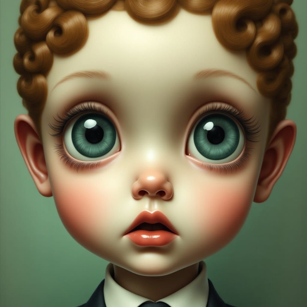 Expressive Face in Cute Pop Surrealism Style